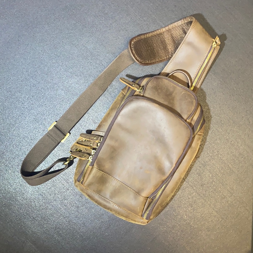 Leather crossbody sling bag